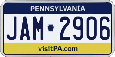 PA license plate JAM2906