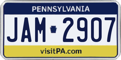 PA license plate JAM2907
