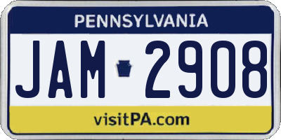 PA license plate JAM2908
