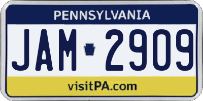 PA license plate JAM2909