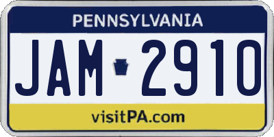 PA license plate JAM2910