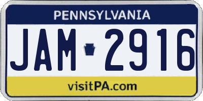 PA license plate JAM2916