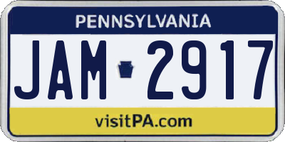 PA license plate JAM2917
