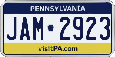 PA license plate JAM2923