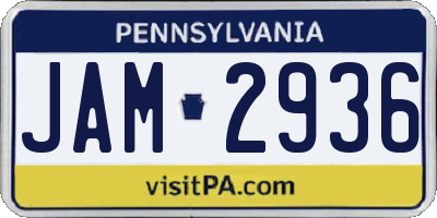 PA license plate JAM2936