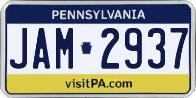 PA license plate JAM2937
