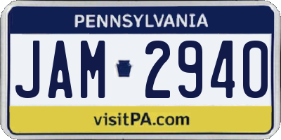 PA license plate JAM2940