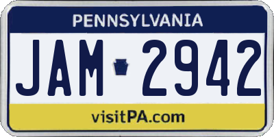 PA license plate JAM2942