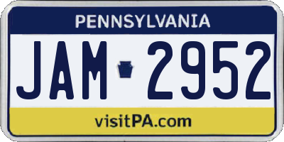 PA license plate JAM2952