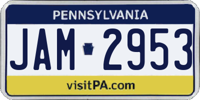 PA license plate JAM2953