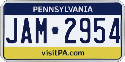 PA license plate JAM2954