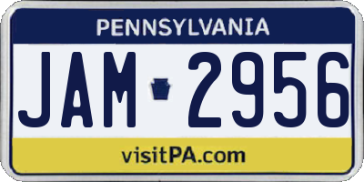 PA license plate JAM2956