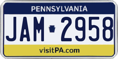 PA license plate JAM2958