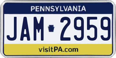 PA license plate JAM2959