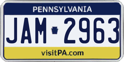 PA license plate JAM2963