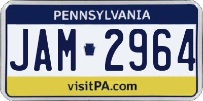 PA license plate JAM2964
