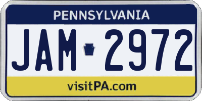 PA license plate JAM2972