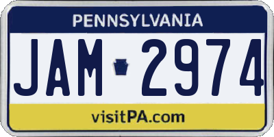 PA license plate JAM2974