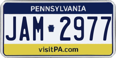 PA license plate JAM2977