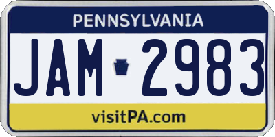 PA license plate JAM2983