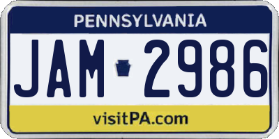 PA license plate JAM2986