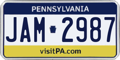 PA license plate JAM2987
