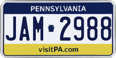 PA license plate JAM2988