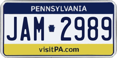 PA license plate JAM2989