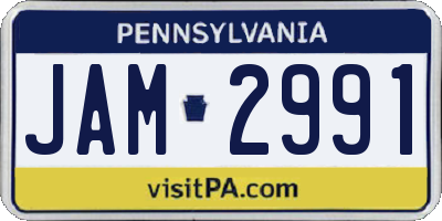 PA license plate JAM2991