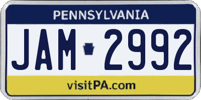 PA license plate JAM2992