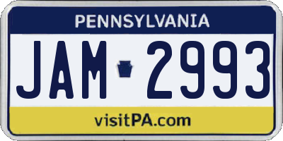 PA license plate JAM2993