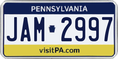 PA license plate JAM2997