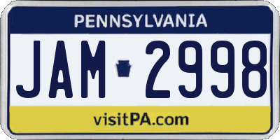PA license plate JAM2998