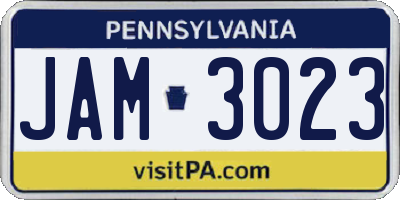 PA license plate JAM3023