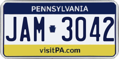 PA license plate JAM3042