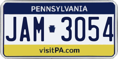 PA license plate JAM3054