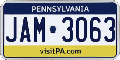 PA license plate JAM3063