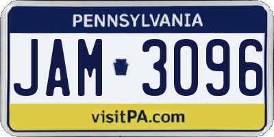 PA license plate JAM3096