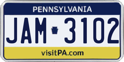PA license plate JAM3102