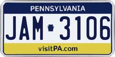 PA license plate JAM3106