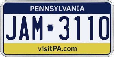 PA license plate JAM3110