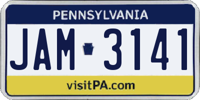 PA license plate JAM3141