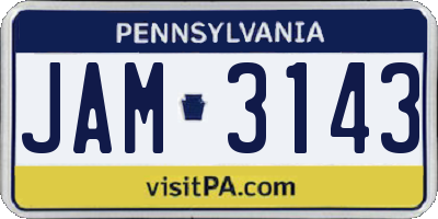 PA license plate JAM3143