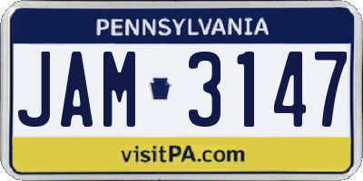 PA license plate JAM3147