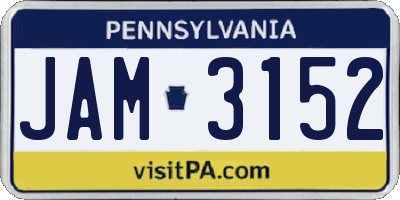 PA license plate JAM3152