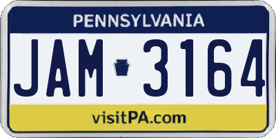 PA license plate JAM3164