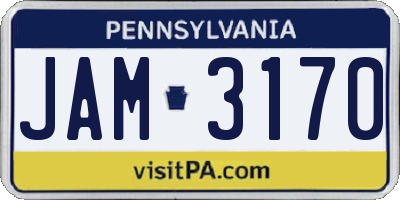 PA license plate JAM3170