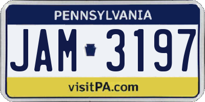 PA license plate JAM3197