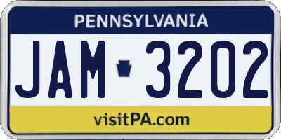 PA license plate JAM3202