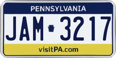 PA license plate JAM3217